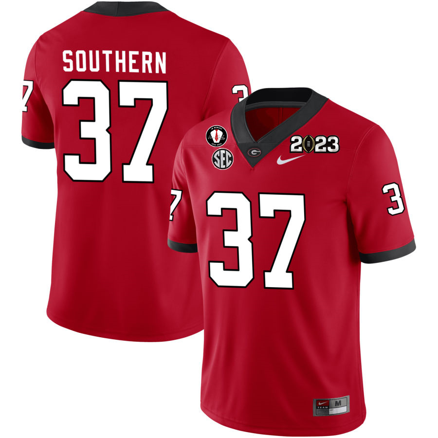 Georgia Bulldogs Men's Drew Southern #37 Red 2022-23 CTP National Championship Stitched College UGA Football Jersey 23CW013VO